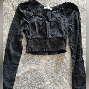 Hollister Black Floral Long Sleeve Top